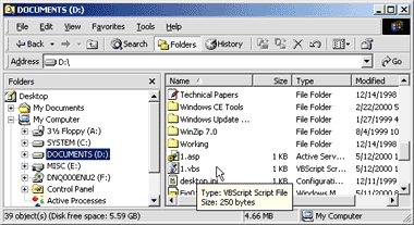 Figure 9 Standard Infotip for VBScript Files