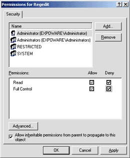 Figure 14 Regedit Permissions